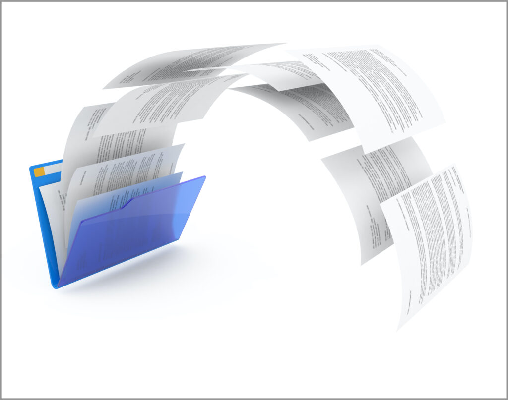 blue folder documents research handouts study